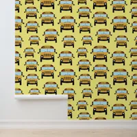 Yellow School Bus Graphic Patterned Wallpaper