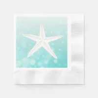 Teal Starfish Beach Themed Wedding Napkins