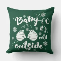 Baby its cold outside cute mittens winter throw pillow