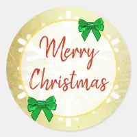 Merry Christmas Gold, Red Green Holiday Sprinkles Classic Round Sticker
