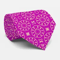 Magenta Chic Ornamental Floral Geometric Pattern Neck Tie