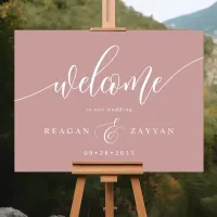 Dusty Rose Pink Calligraphy Wedding Welcome Foam Board