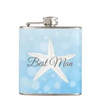 Best Man Wedding Blue Starfish Flask