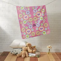 Happy faces in pastel - fun and cute  baby blanket