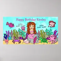 Personalied Happy Birthday Mermaid Poster