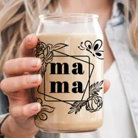 Floral Mama Custom 3 Kids Name Can Glass