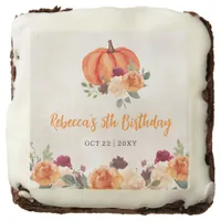 Fall Burnt Orange Pumpkin Patch Birthday Brownie