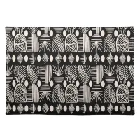 Caribbean Tribal Mudcloth: Black, White, Cloth Placemat