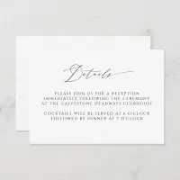 Modern Elegant Script Wedding Details Enclosure Card