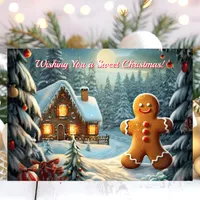 Wishing You a Sweet Christmas Gingerbread  Holiday Card