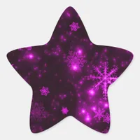 Snowflakes with Purple Background Star Sticker