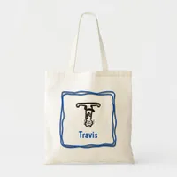 Tote Bag - Cat Letter T with Name in Frame