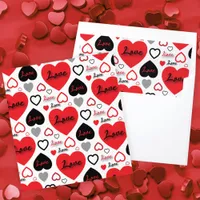 Stylish Trendy Red and Black Love Hearts Pattern Envelope Liner