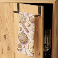 Pink Gold Christmas Pattern#12 ID1009 Kitchen Towel