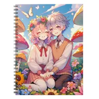 Cute Cuddly Anime Couple Whimsical Romantic Notebook