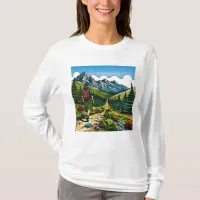 Girl with Backpack Hiking a Nature Trail T-Shirt