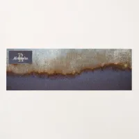 Painted blue, rusted & silver grey metal texture yoga mat