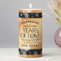 Elegant 22nd Copper Wedding Anniversary Pillar Candle