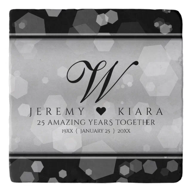 Elegant 25th Silver Wedding Anniversary Trivet