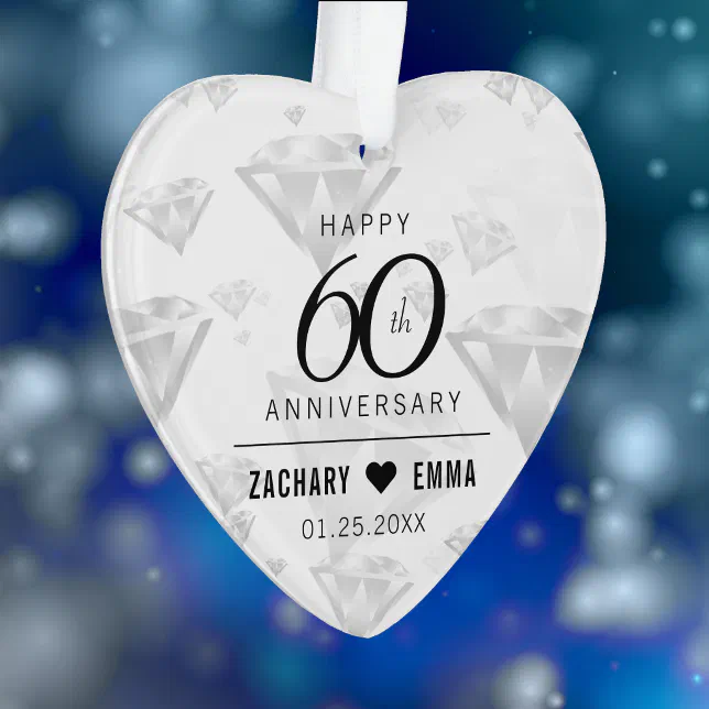 Elegant 60th Diamond Wedding Anniversary Ornament