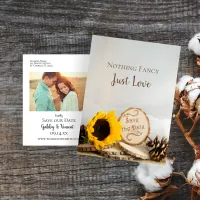 Rustic Sunflower Woodland Wedding Save the Date Announcement Postcard