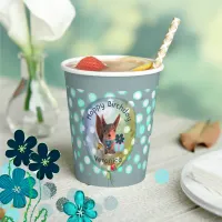 Squirrel Birthday Teal  Dotted Paper cup