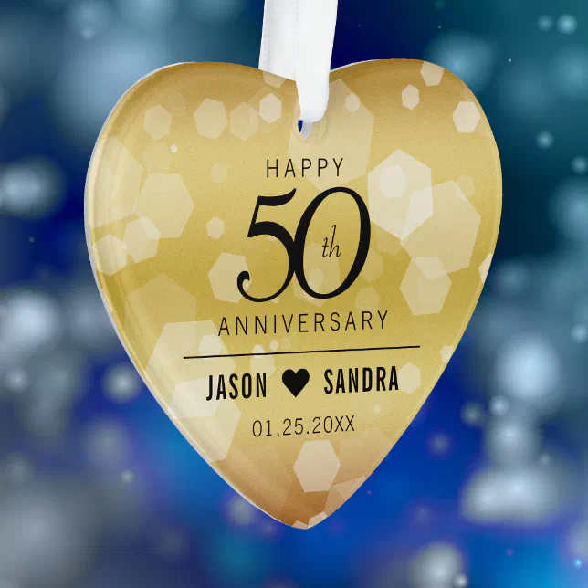 Elegant 50th Golden Wedding Anniversary Ornament