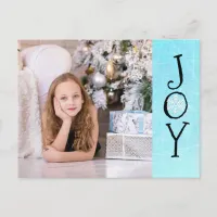 Personalized Photo Family Christmas Joy Blue Card