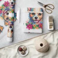 Cute Little Small Puppy Dog Pencil Art  Wrapping Paper