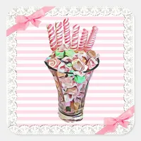 Candy Buffet Pink Bow Whimsical Stickers