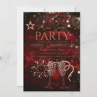 Red stylish NEW YEAR'S Party Invitation