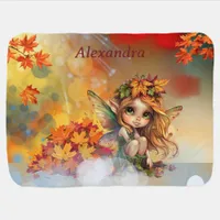 Cute Autumn Fairy with Fallen Leaves Baby Blanket