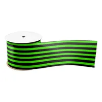 Slime Green and Black Satin Ribbon