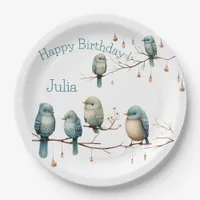 Whimsical Birds on Branches Timeless Elegance Paper Plates