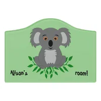 Cute koala with eucalyptus kids  door sign