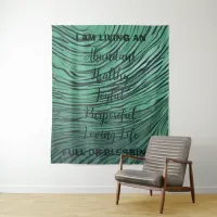 Positive Affirmations Emerald Green Heart Chakra Tapestry