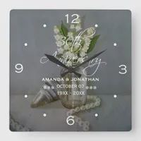 30th Pearl Wedding Anniversary Commemorative Square Wall Clock