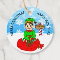 Hand drawn Christmas Elf To and From Gift Tag