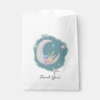 Moon Stars Flowers Teal Blue Thank You Baby Shower Favor Bag