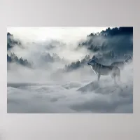 2 Snow Wolves in Winter Mountains | Photo Poster