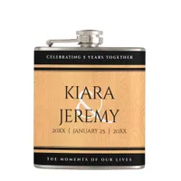 Elegant 5th Wood Wedding Anniversary Celebration Flask