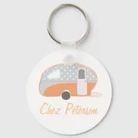 Personalized Retro Art Caravan Owner's Keychains