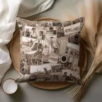 Vintage Photography Collage Sepia ID1066 Throw Pillow