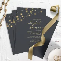 Modern String Lights Bridal Shower Gold ID585 Invitation
