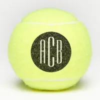 Black and White Simple Three Letter Monogram Tennis Balls