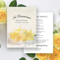 Yellow Daffodil Flowers Funeral Memorial Service Program