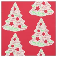 Red and White Merry Christmas Word Art Tree Fabric