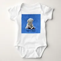 Teddy Bear Time to Read Blue Stuffed Animal, ZKOA Baby Bodysuit