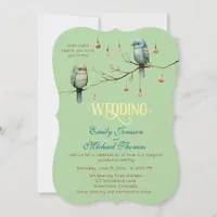 Rustic Woodland Love Birds Celebration Invitation