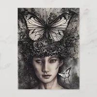 Woman and Butterflies Postcard